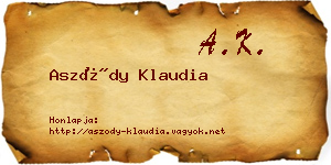 Aszódy Klaudia névjegykártya